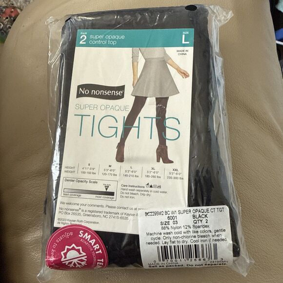 No Nonsense Women L Super Opaque Control Top Tight, Black, Size Large NEW IN PKG - Picture 1 of 2